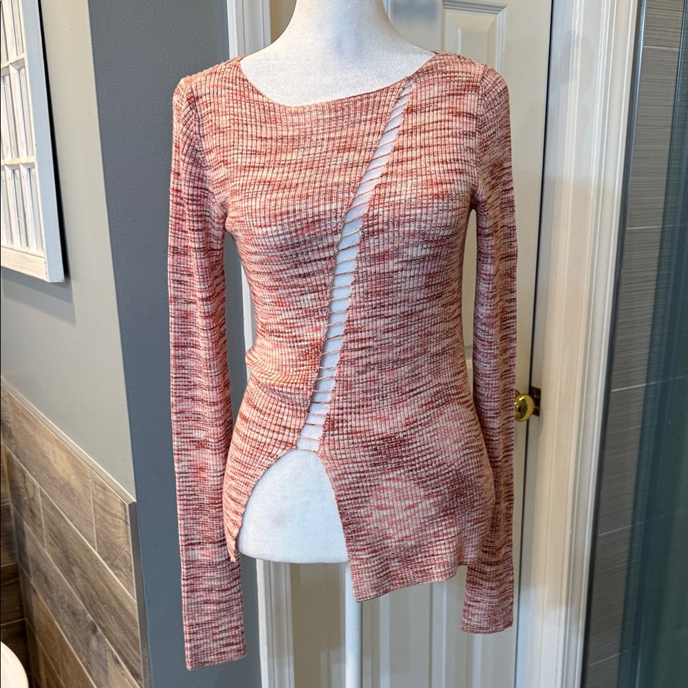h:ours Poppy Spacedye Sweater Pink Marled Knit Crewneck Small - Picture 3 of 9